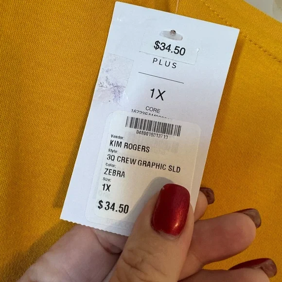 NWT   MUSTARD ZEBRA 3/4 SLEEVE CASUAL TOP   PLUS      #CL - Picture 8 of 8